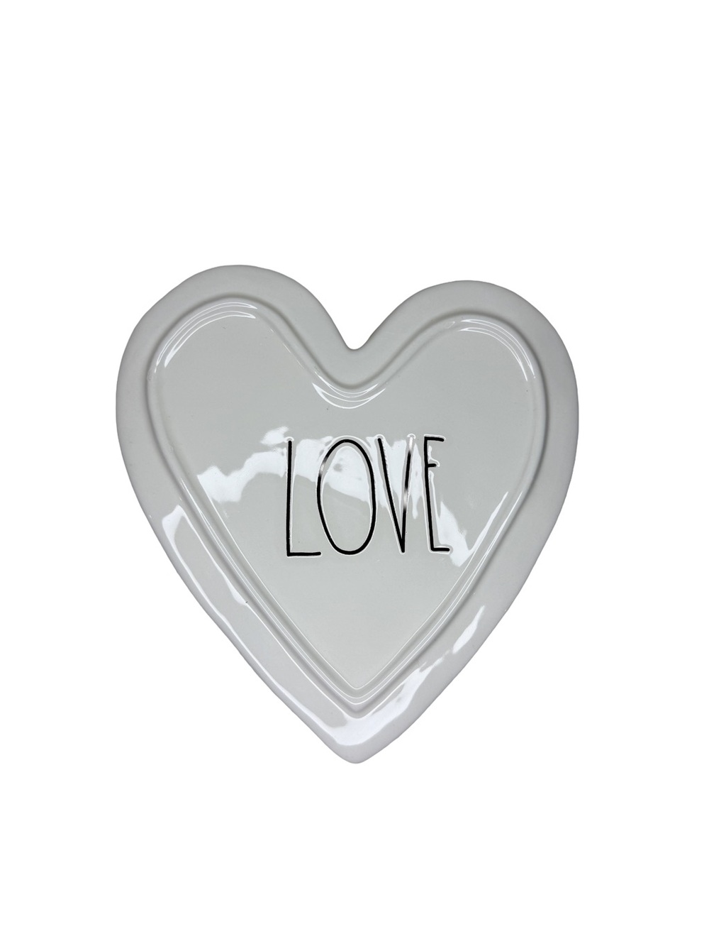 Rae Dunn LOVE Heart Trinket Box White Ceramic Jewelry Box Artisan Collection